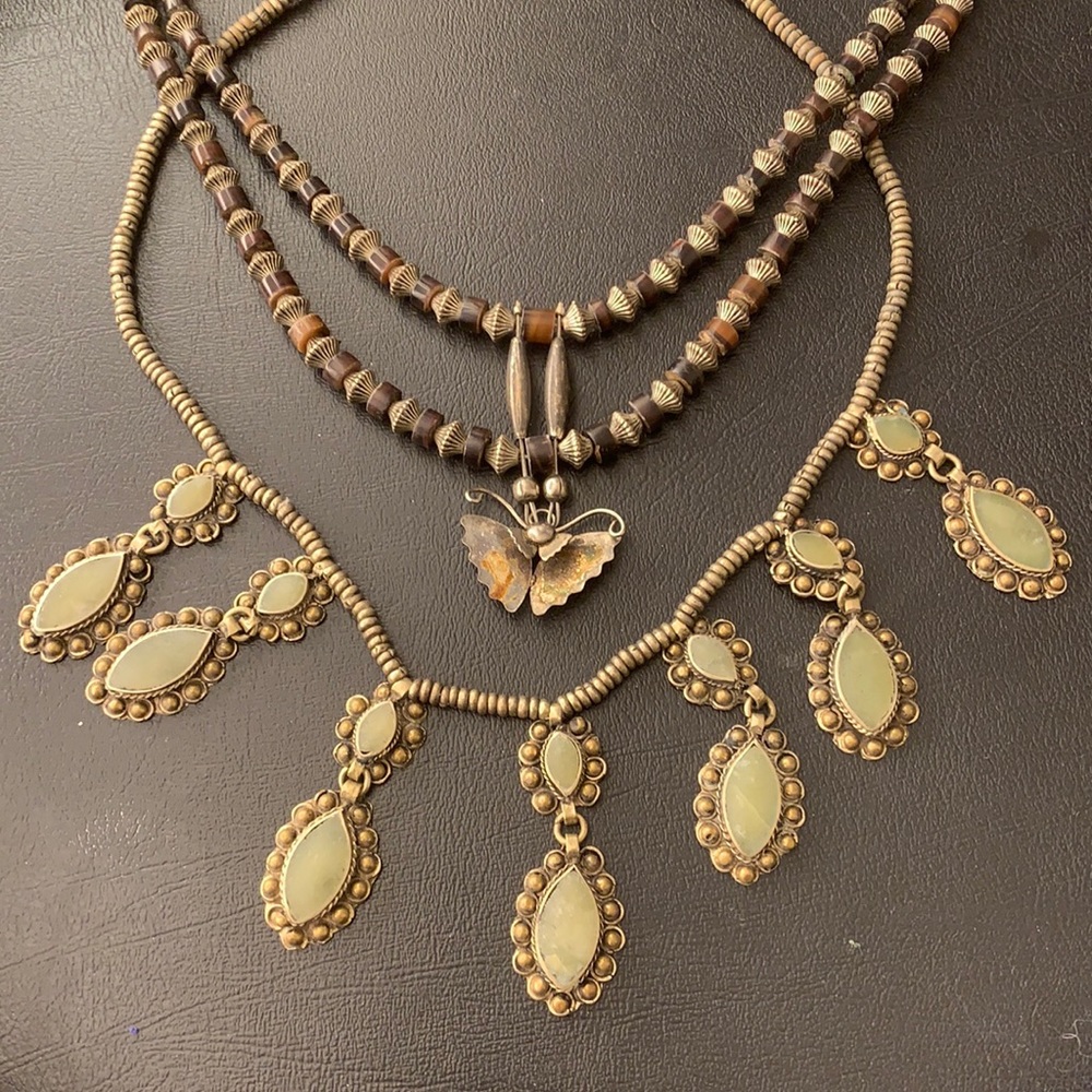 Tribal Jade butterfly Necklace lot